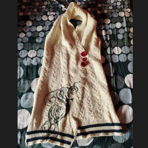 Vintage RARE Y2K Fornarina Scarf Sweater Chunky Knit Women's Large Wool Blend